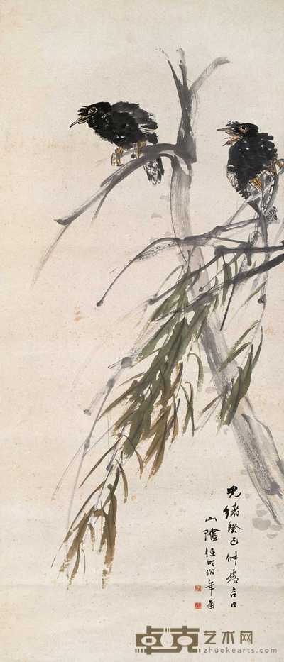 任伯年 1893年作 花鸟 立轴 112×48cm